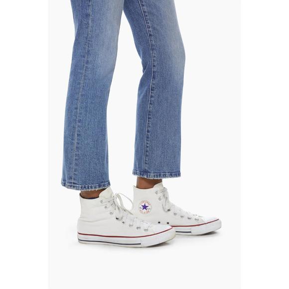 NEW MOTHER hustler ankle fray mini boot high rise jean in mid-blue wash - Picture 5 of 5